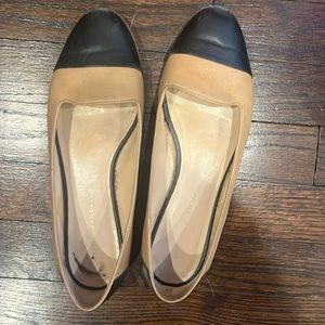 Loeffler Randall leather ballet flat beige black size 8